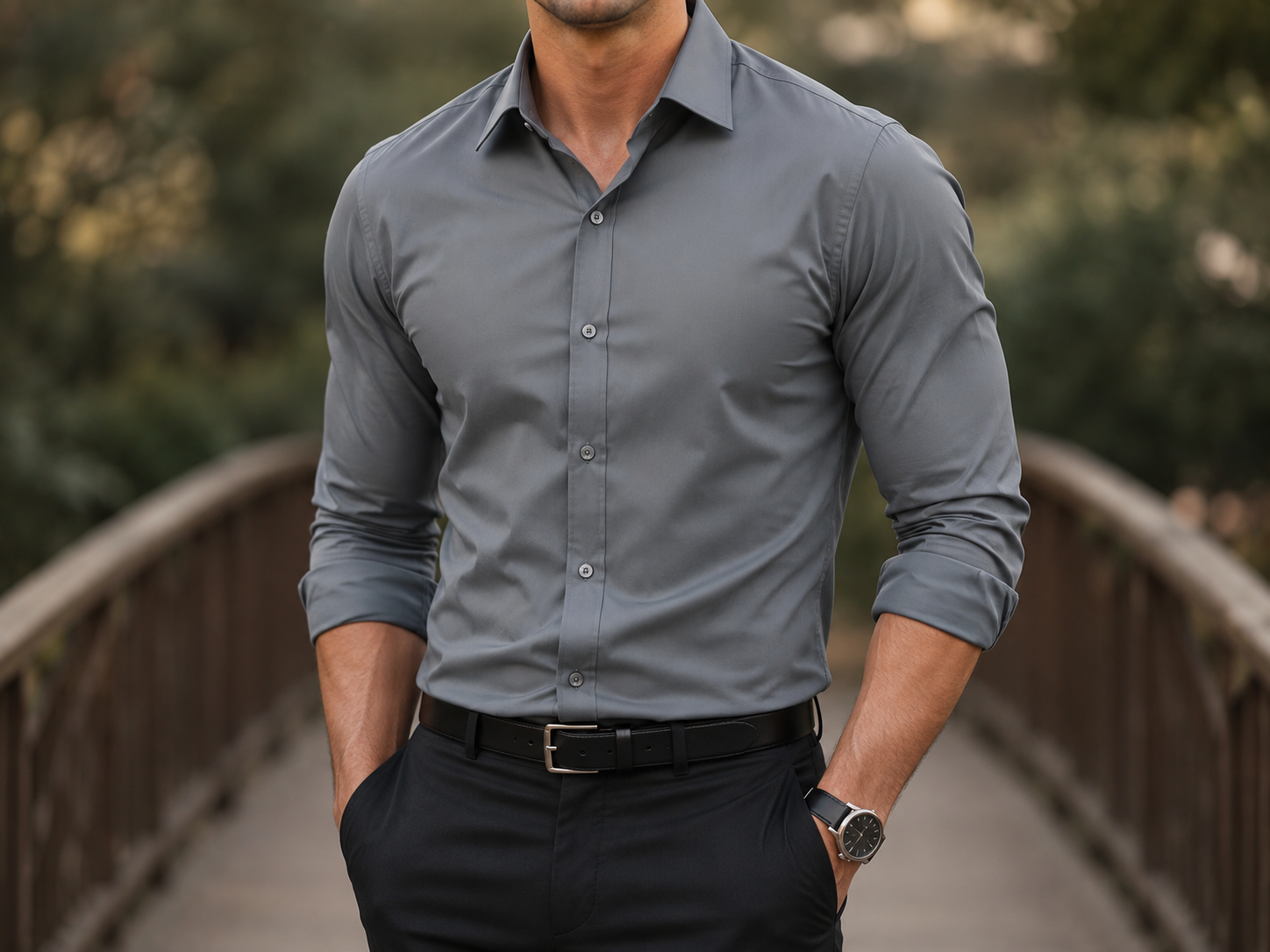 Camisa Social masculina ALV Confecções — uniforme empresarial personalizado em Cotia/SP