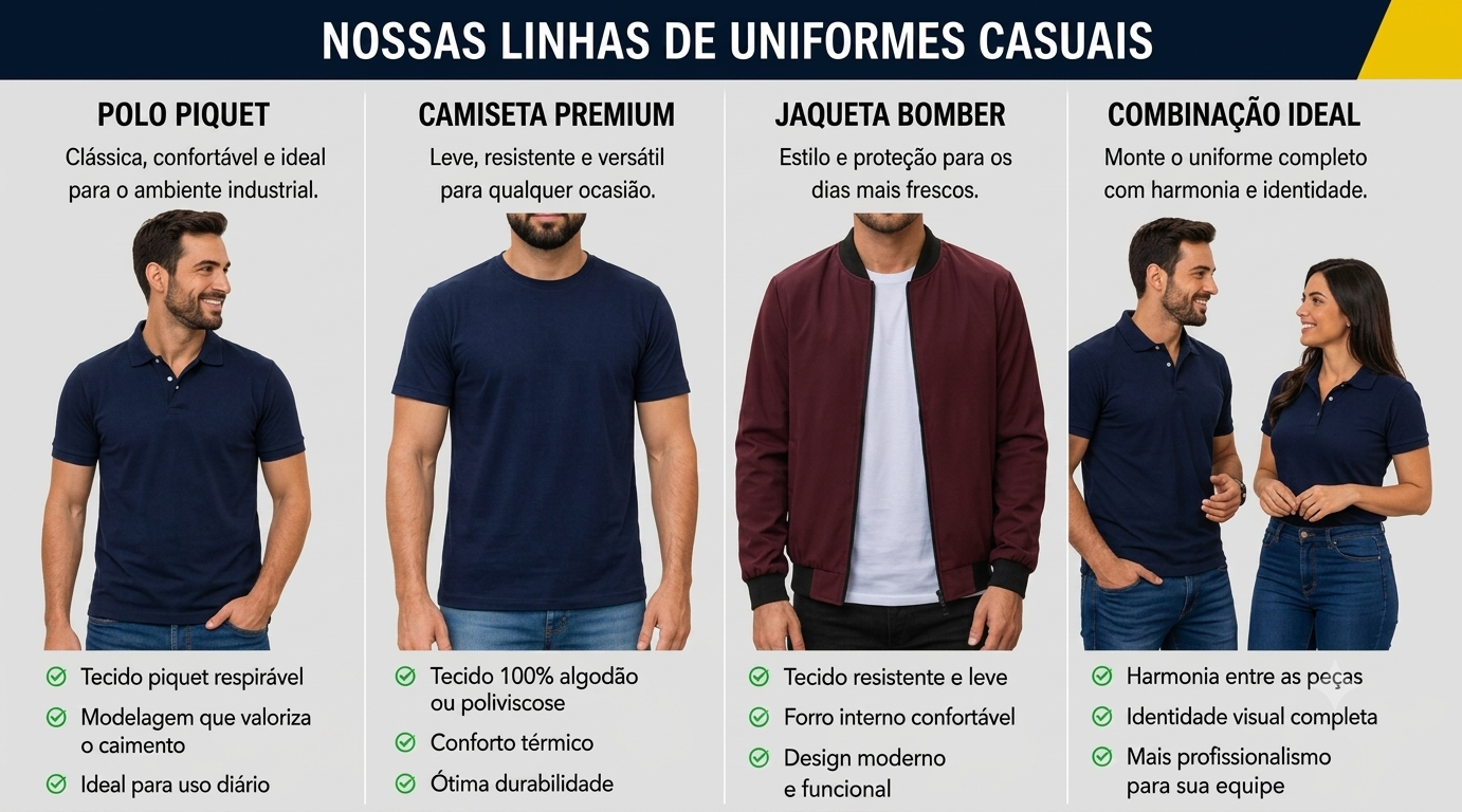 Linhas de Uniformes Casuais ALV Confecções