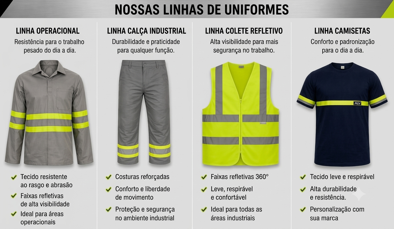 Linhas de Uniformes Industriais ALV Confecções